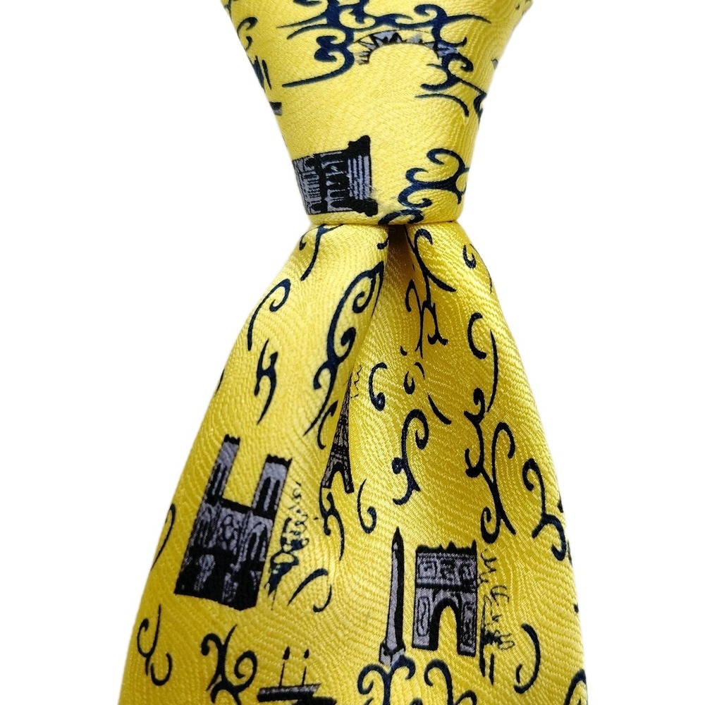ROGER L.‎ PARIS Mens 100% Silk Tie Eiffel Tower Notre Dame Made in Italy